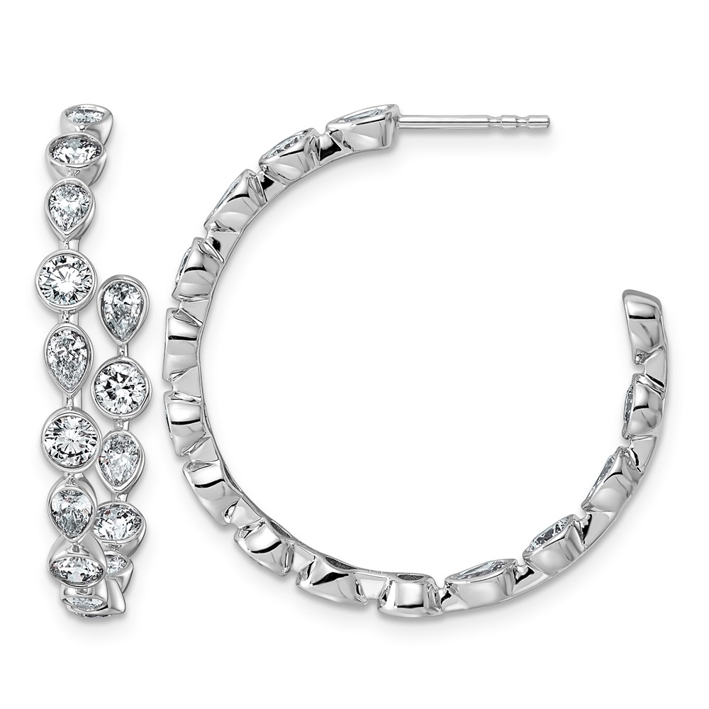 EM12531-262-WAA.jpg 14kw 2 5/8ct Lab Grown Dia VS+ F+ Post Round/Pear Hoop Earrings - Image 1