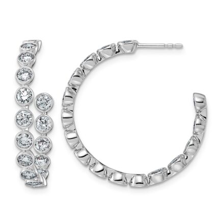 14kw 3 1/2ct Lab Grown Dia VS+ F+ Post Round Hoop Earrings