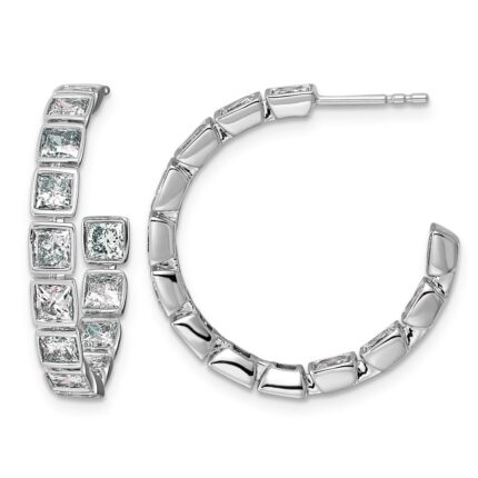 14kw 4 1/4ct Lab Grown Dia VS+ F+ Post Princess Hoop Earrings