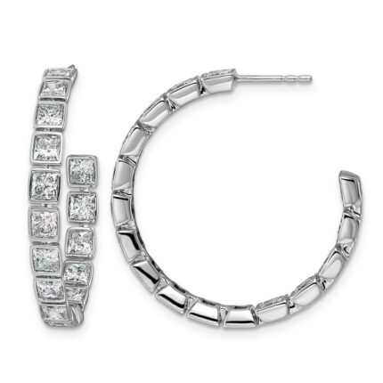 14kw 5 1/4ct Lab Grown Dia VS+ F+ Post Princess Hoop Earrings