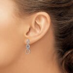 14k White Gold 1/6 carat Diamond Circles Dangle Post Earrings - Image 3