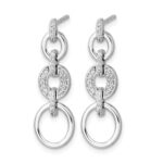 14k White Gold 1/8 carat Diamond Circles Dangle Post Earrings - Image 2