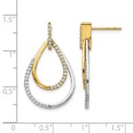 14k Two-tone 1/2 carat Diamond Teardrop Dangle Post Earrings - Image 2
