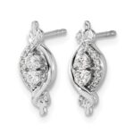 14k White Gold 1/4 carat Diamond Fancy Twist Post Earrings - Image 2