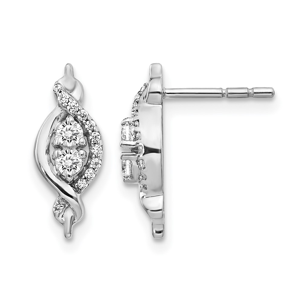 EM3838-025-WA.jpg 14k White Gold 1/4 carat Diamond Fancy Twist Post Earrings - Image 1