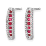 14k White Gold 1/3 carat Lab Grown Diamond VS/SI+ G+ and Created Ruby Complete Fashion Post Earrings - Image 2