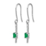 14k White Gold 1/8 carat Lab Grown Diamond VS/SI+ G+ and Created Emerald Complete Sheppards Hook Earrings - Image 2