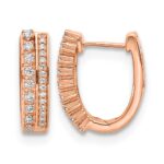 14k Rose Gold Diamond Fancy Hoop Earrings
