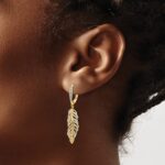14k Diamond Fancy Feather Leverback Earrings - Image 3