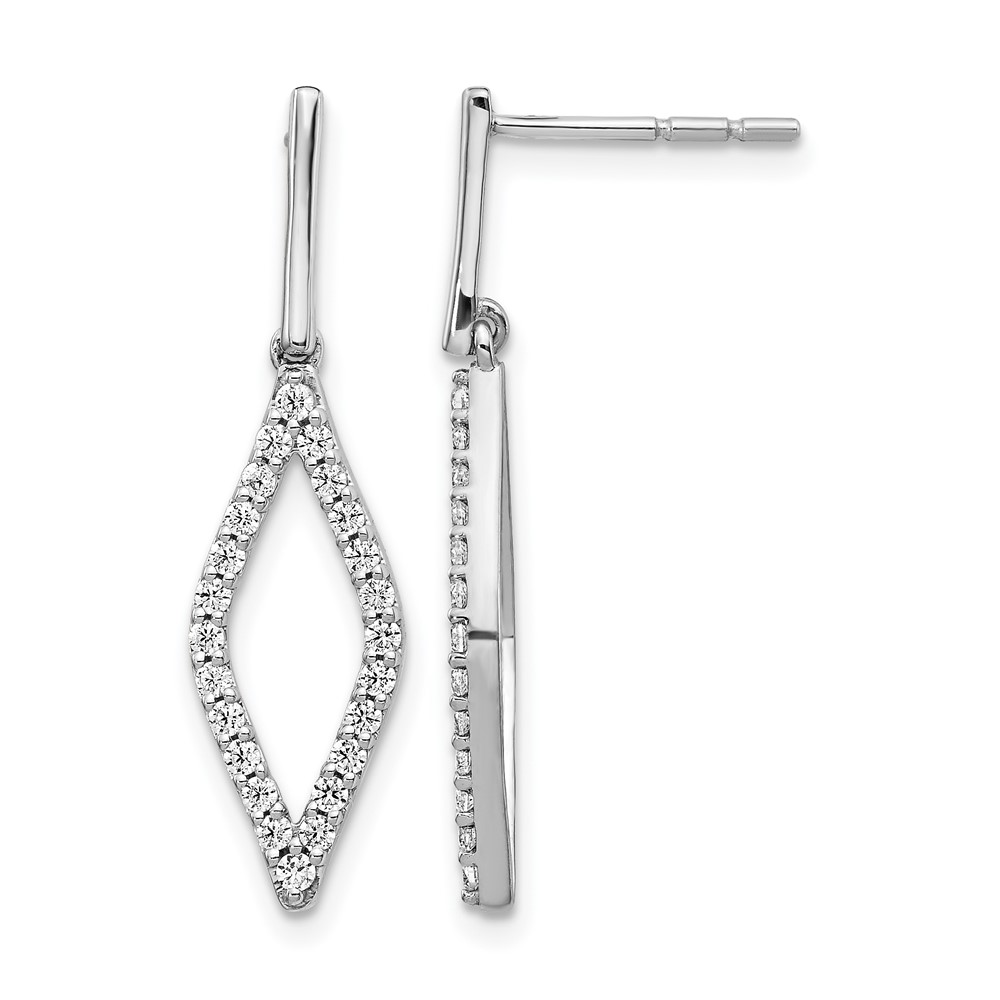EM3936-050-WA.jpg 14k White Gold 1/2 carat Lab Grown Diamond VS/SI+ G+ Complete Fashion Dangle Post Earrings - Image 1