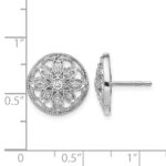 14k White Gold 1/4 carat Diamond Fancy Floral Post Earrings - Image 4