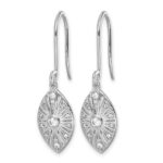 14k White Gold 1/5 carat Diamond Vintage-style Dangle Shepherd Hook Earrings - Image 2