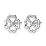 14k White Gold Diamond Fancy Clover Earrings - Image 2