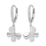 14k White Gold Diamond Butterfly Leverback Earrings - Image 2