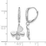 14k White Gold Diamond Butterfly Leverback Earrings - Image 4