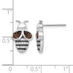 14k White Gold Diamond and Smokey Quartz Bee Earrings - Image 2