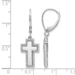 14k White Gold Diamond Fancy Cross Leverback Earrings - Image 4