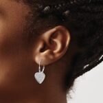14k White Gold Diamond Fancy Heart Leverback Earrings - Image 3