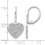 14k White Gold Diamond Fancy Heart Leverback Earrings - Image 4
