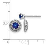 14k White Gold Double Row Diamond Halo Jackets and 4mm Sapphire Stud Earrings - Image 4