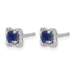 14k White Gold Diamond Square Jackets and 4mm Sapphire Stud Earrings - Image 2