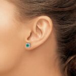 14k White Gold Diamond Square Jackets and 4mm Emerald Stud Earrings - Image 3