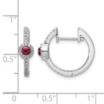 14k White Gold Diamond and Cabochon Garnet Earrings - Image 4