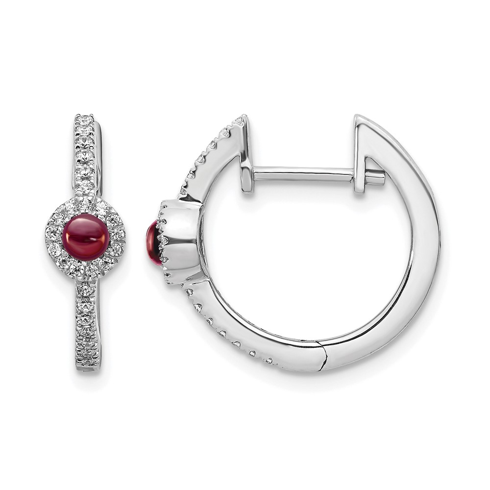 EM4031-GA-020-WA.jpg 14k White Gold Diamond and Cabochon Garnet Earrings - Image 1