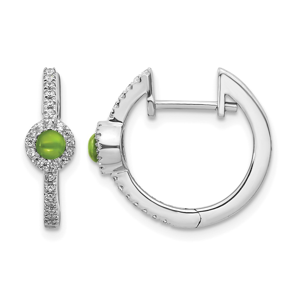 EM4031-PE-020-WA.jpg 14k White Gold Diamond and Cabochon Peridot Earrings - Image 1