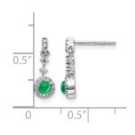 14k White Gold 1/6 carat Lab Grown Diamond VS/SI+ G+ and Created Emerald Complete Dangle Post Earrings - Image 4