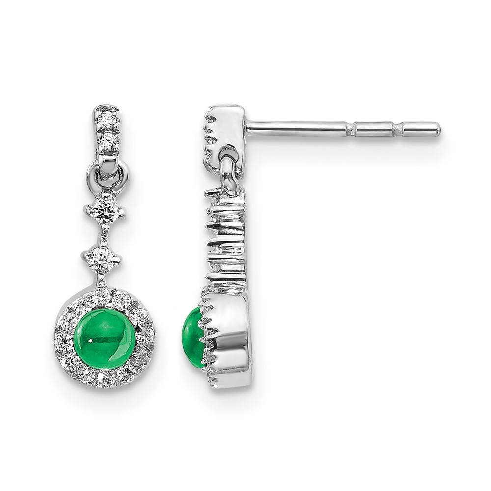 EM4037-EM-016-WA.jpg 14k White Gold 1/6 carat Lab Grown Diamond VS/SI+ G+ and Created Emerald Complete Dangle Post Earrings - Image 1