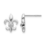 14k White Gold Diamond Fleur de Lis Post Earrings