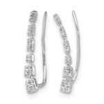10k White Gold Diamond Graduated Ear Climber Earrings - Image 2