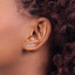 14k White Gold 1/6 carat Diamond Graduated Ear Climber Earrings - Image 3