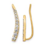 14k 1/6 carat Diamond Graduated Ear Climber Earrings