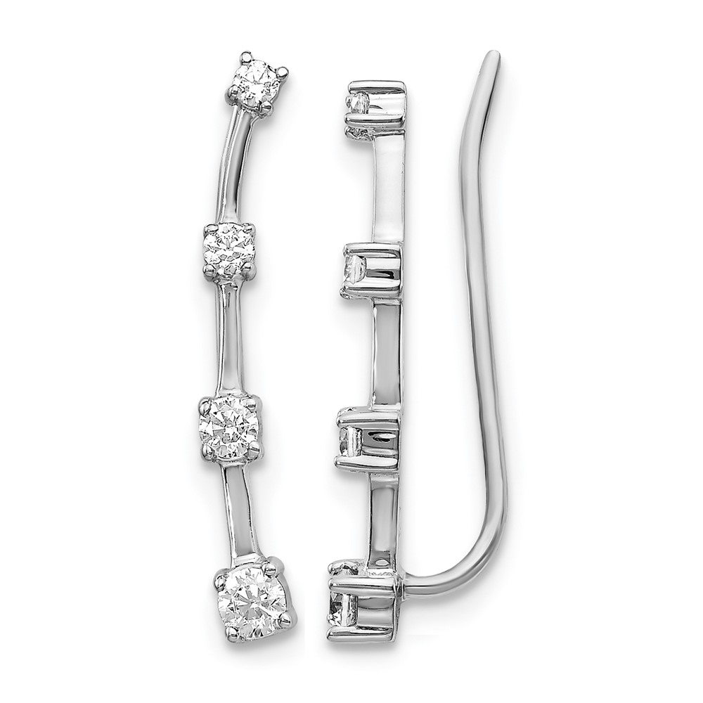 EM4148-030-WA-1.jpg 14k White Gold 1/3 carat Lab Grown Diamond VS/SI+ G+ Complete Ear Climber - Image 1