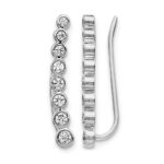 10k White Gold Diamond Graduated Ear Climber Earrings