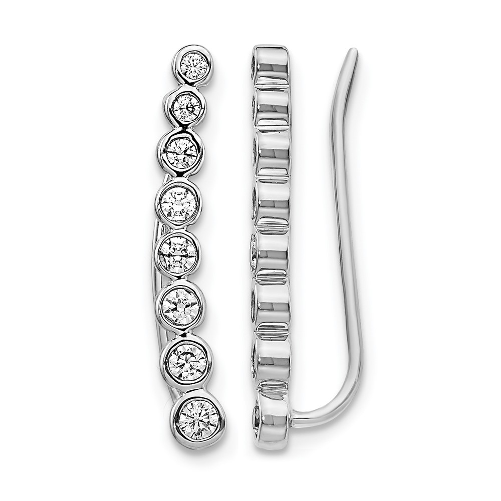 EM4149-040-1WA.jpg 10k White Gold Diamond Graduated Ear Climber Earrings - Image 1