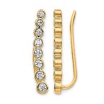 14k 3/8 carat Diamond Bezel Graduated Ear Climber Earrings