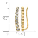 14k 3/8 carat Diamond Bezel Graduated Ear Climber Earrings - Image 4