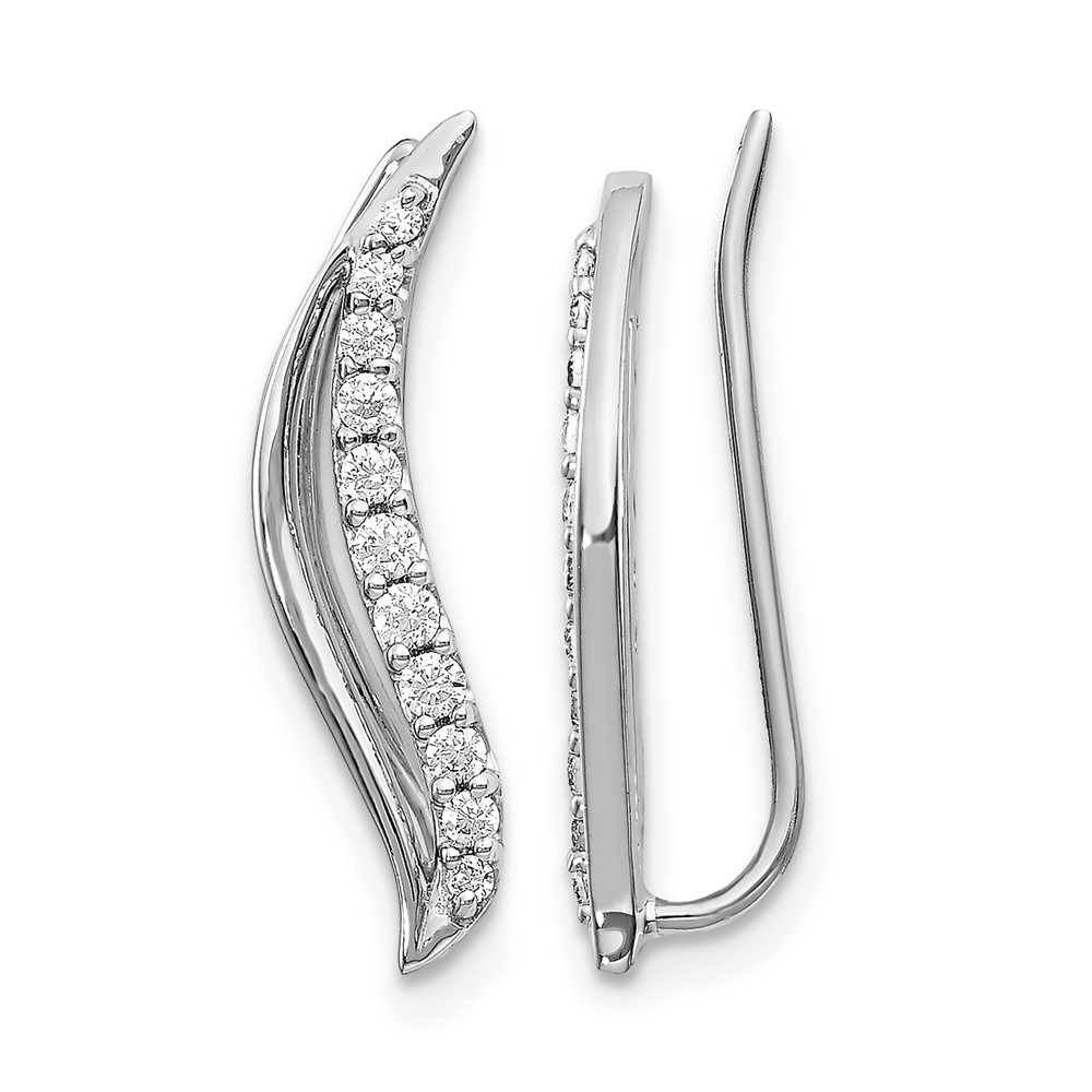 EM4156-025-1WA.jpg 10k White Gold Diamond Wave Ear Climber Earrings - Image 1