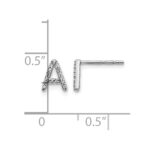 14k White Gold Diamond Initial A Post Earrings - Image 4