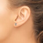 14k White Gold Diamond Initial E Post Earrings - Image 3
