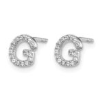 14k White Gold Diamond Initial G Post Earrings - Image 2