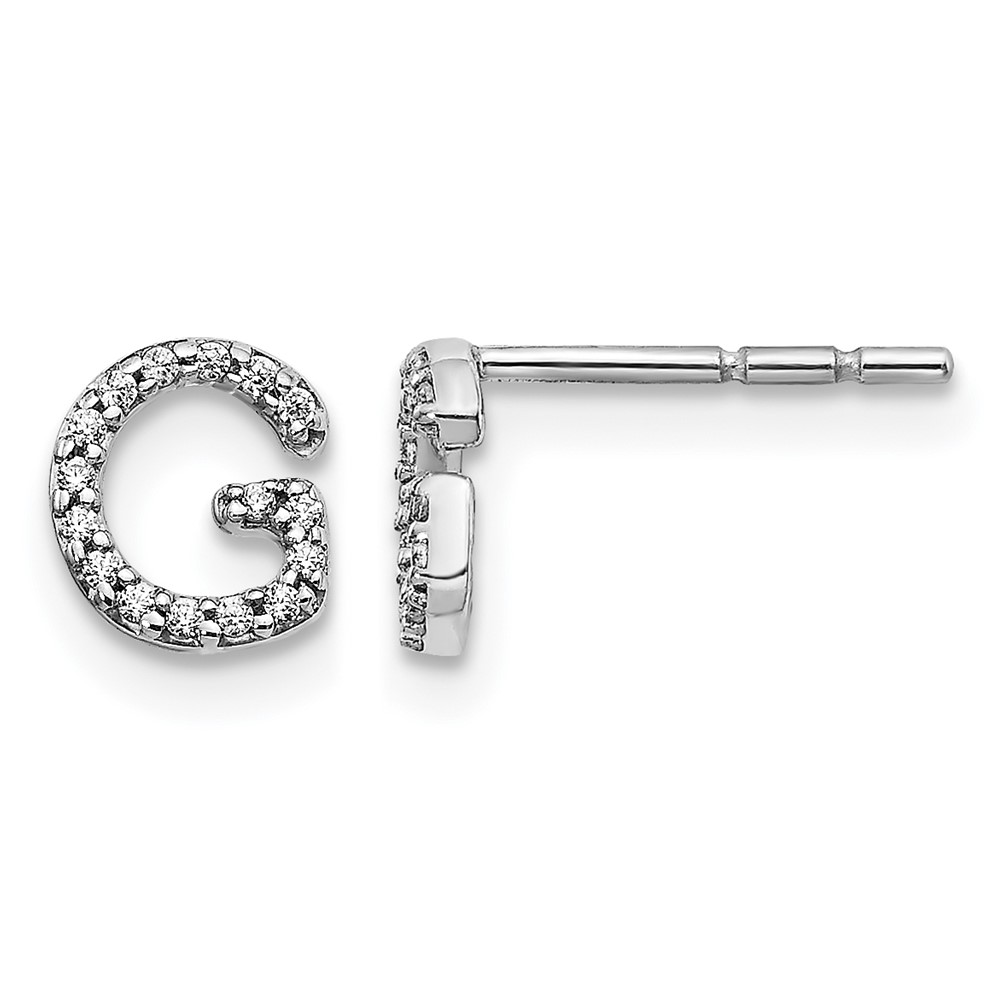 EM4169G-010-WA.jpg 14k White Gold Diamond Initial G Post Earrings - Image 1