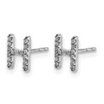 14k White Gold Diamond Initial H Post Earrings - Image 2