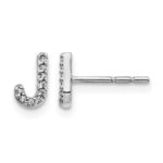 14k White Gold Diamond Initial J Post Earrings