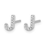 14k White Gold Diamond Initial J Post Earrings - Image 2