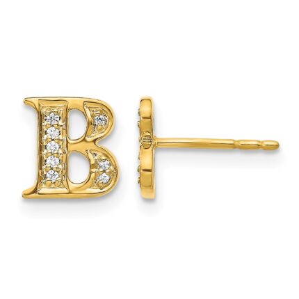 14k Diamond Initial B Post Earrings
