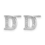 14k White Gold Diamond Initial D Post Earrings - Image 2